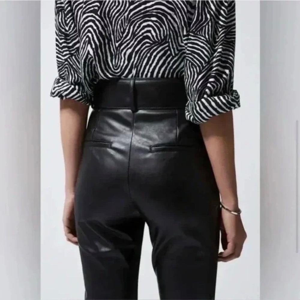 The Kooples Black High-Waist Belted Faux-Leather Pants - Picture 3 of 5